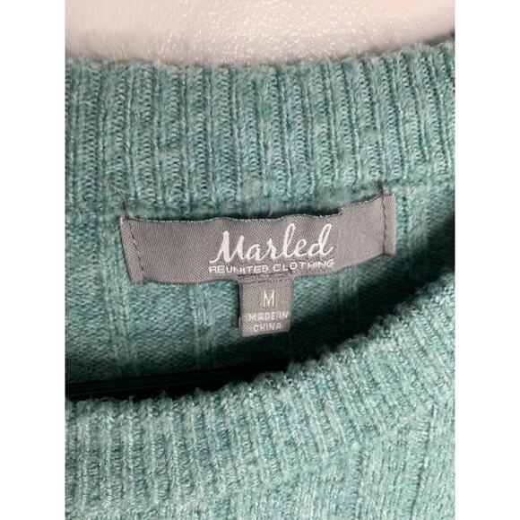 Marled Womens Ribbed Knit Sweater Size M Mint Green Pullover - Picture 4 of 5
